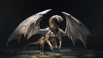 dragon, creature, wings, stones HD wallpaper