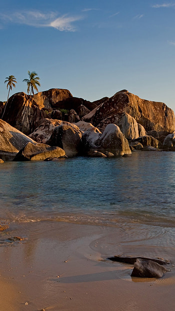 Tropical Sunset, Island Beach, Virgin Gorda, Caribbean HD phone wallpaper
