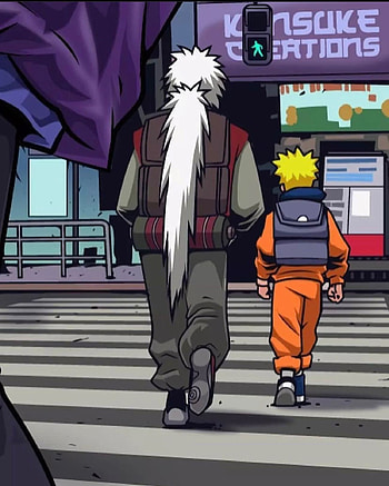 Jiraya&Naruto, art, cartoon HD phone wallpaper