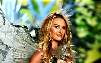 Candice Swanepoel, wings, model, green, angel, girl, woman HD wallpaper