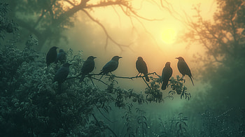 Mystical Sunrise with Silhouetted Black Birds –, Blackbird HD wallpaper