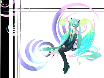 Hatsune Miku, blue, colorful, awesome, cute, vocaloid, beauty, nice, miku, vocaloids, hatsune, thighhighs, skirt, white, blue eyes, twintail, girl, aqua, beautiful, diva, virutal, tie, purple, pink, anime, pretty, aqua hair, cool, blushing, idol HD wallpaper