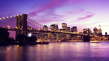 Brooklyn Bridge, Purple tint, Speedskater, R HD wallpaper