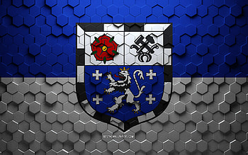Flag of Saarbucken, honeycomb art, Saarbucken hexagons flag, Saarbucken, 3d hexagons art, Saarbucken flag HD wallpaper