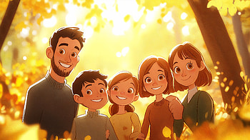 Happy Family in : A Joyful Autumn Moment, Family, Happy Family, Autumn, illustration HD wallpaper