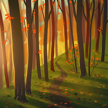 Nature, Art, Autumn, Forest, Path HD phone wallpaper