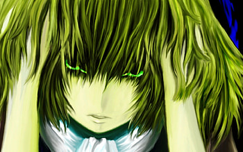 Green, anime, fantasy, girl, hair, female HD wallpaper