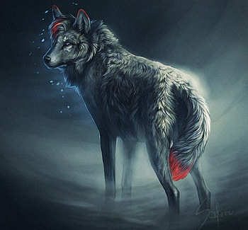 Fantasy, abstract, wolf, art HD wallpaper