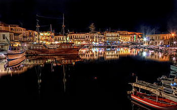 Simply Beautiful, harbour, night, boat, colorful, colors, peaceful, houses, beauty, sailboats, buildings, reflection, boats, trees, amazing, water, sea, architecture, house, beautiful, sailboat, lights, view, sailing, nature, sky, port, lovely HD wallpaper