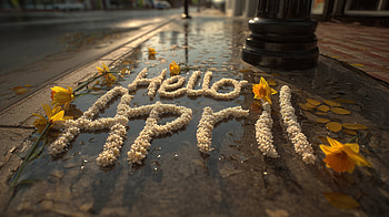April, Hello April, Typography, Flower HD wallpaper