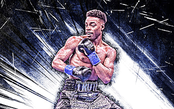 Errol Spence, grunge art, american boxer, WBC, IBF, blue abstract rays, Errol Spence Jr, boxers, Errol Spence HD wallpaper