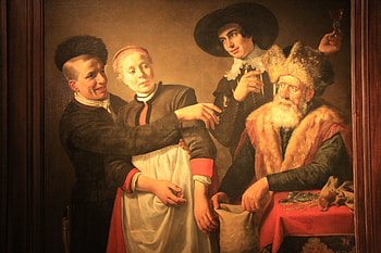 Painting at the museum , white, black, brown, painting, graphy, hat, Museum HD wallpaper