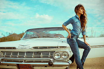 Girl and Car, Car, and, Girl, Jean HD wallpaper