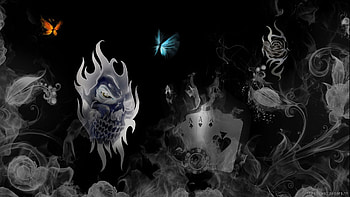 Smokin' Deal, White, Cards, Dark, Skull, Black HD wallpaper