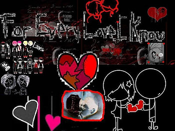Emo Love, black, love, emo, red, heart HD wallpaper