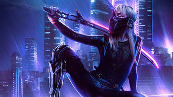 Urban Samurai, samurai, warrior, scifi, sword, artist, artwork, digital-art, deviantart HD wallpaper