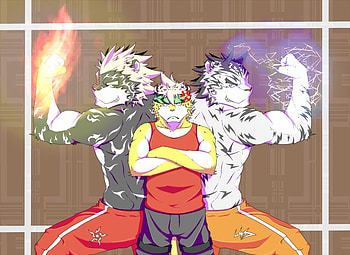 kemono, thunder, tiger, furry, fire HD wallpaper