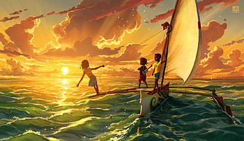 sailboat, artistic, child HD wallpaper