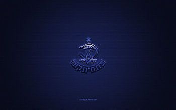 Hapoel Petah Tikva FC, Israeli football club, Liga Leumit, blue logo, blue carbon fiber background, football, Petah Tikva, Israel, Hapoel Petah Tikva FC logo HD wallpaper