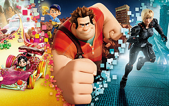 Wreck-It Ralph movie, Wide-scale chaos, Action-packed scenes, Animated frenzy HD wallpaper