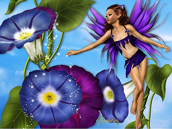 Fairy, abstract, fantasy, sky, flowers HD wallpaper