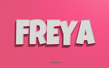 Freya, pink lines background, with names, Freya name, female names, Freya greeting card, line art, with Freya name HD wallpaper