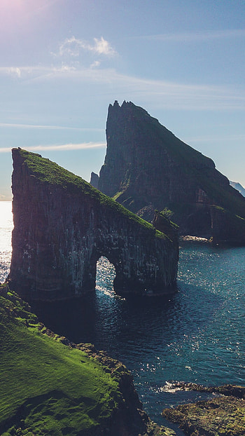 Faroe Islands, Drangarnir sea stacks, Tindhlmur islet, Vgar island HD phone wallpaper