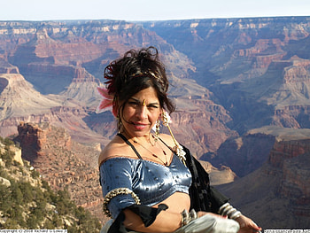 The Grand Canyon, sky, mountains, canyon, woman HD wallpaper