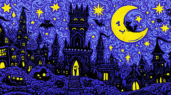 Whimsical Halloween Night - Artistic Dark Fantasy, whimsical, halloween, dark art HD wallpaper