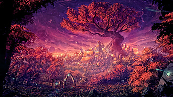 Fantasy art, Trees HD wallpaper