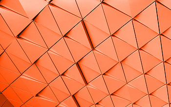 orange 3d triangles background, , 3d orange background, geometric background, orange triangles background, orange creative background HD wallpaper