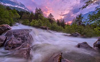Nature, Rivers, Sunset, Stones, Foam HD wallpaper
