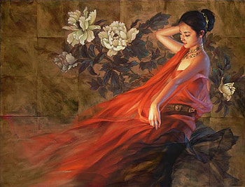Exotic Beauty, art, exotic, red, paintings, beauty HD wallpaper
