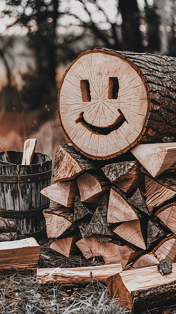 Joyful Firewood: A Cheerful , wood HD phone wallpaper