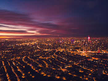 Illuminated sky, night, cityscape HD wallpaper