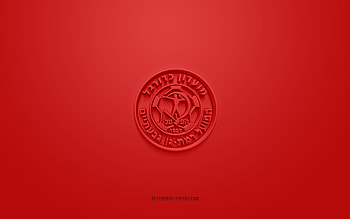 Hapoel Ramat Gan Givatayim FC, creative 3D logo, red background, Liga Leumit, 3d emblem, Israel Football Club, Ramat Gan, Israel, 3d art, football, Hapoel Ramat Gan Givatayim 3d logo HD wallpaper