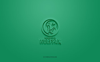Pakistan Wolfpak, creative 3D logo, green background, EFLI, Pakistani American football club, Elite Football League of India, Peshawar, Pakistan, India, American football, Pakistan Wolfpak 3d logo HD wallpaper