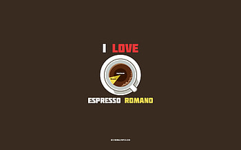 Espresso Romano recipe, , cup with Espresso Romano ingredients, I love Espresso Romano Coffee, brown background, Espresso Romano Coffee, coffee recipes, Espresso Romano ingredients HD wallpaper