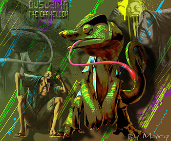 Busuzima, roar, chameleon, beast, bloody HD wallpaper