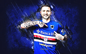 Stefano Sensi, Sampdoria, Italian football player, midfielder, blue stone background, Serie A, Italy, football, Unione Calcio Sampdoria HD wallpaper