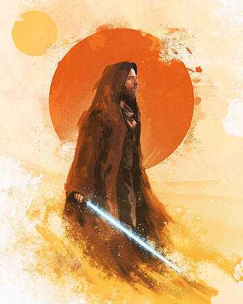Obi wan kenobi starwar, orange, people_in_nature, star, wars HD phone wallpaper