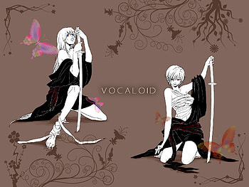 katana megurine_luka meiko multichromatic sarashi vocaloid, katana, meiko-multichromatic-sarashi-vocaloid, megurine-luka HD wallpaper