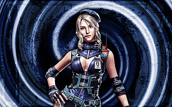 Laura, GFF, blue grunge background, Garena Fire, vortex, Garena Fire characters, Laura Skin, Fire Battlegrounds, Laura Fire HD wallpaper