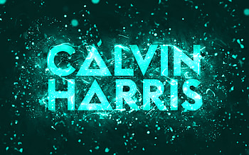 Calvin Harris turquoise logo, , scottish DJs, turquoise neon lights, creative, turquoise abstract background, Adam Richard Wiles, Calvin Harris logo, music stars, Calvin Harris HD wallpaper