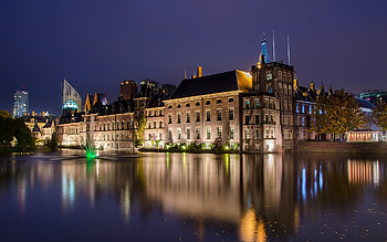 Houses in the Netherlands, night, holland, nature, houses, pond, netherlands HD wallpaper