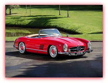 mercedes 300 sl 1957, cabrio, mercedes, red, cars HD wallpaper
