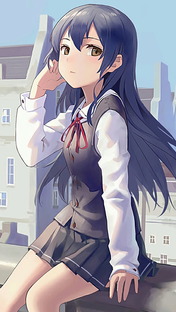 Girl06, blue, white, anime_girl, school, girl, anime HD phone wallpaper