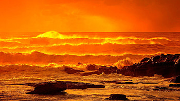 Dawn at the beach, dawn, sky, nature, beach HD wallpaper