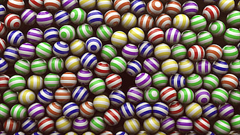 Multicolored, Motley, 3D, Striped, Balls HD wallpaper