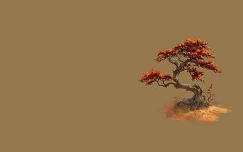 Tree, art, fall, orange, bonsai, fantasy, red, autumn, draw, minimalistic, toamna HD wallpaper